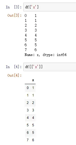 df['x'] 与 df[['x']]区别